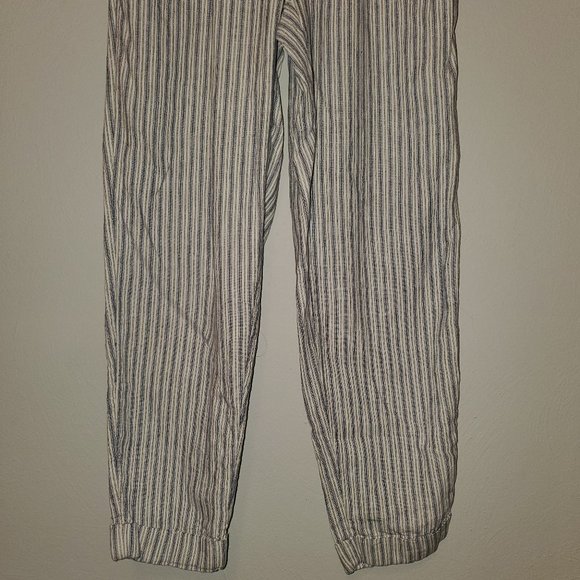 AE Outfitters Paperbag High Waisted Linen Blend Striped Tapered Pants Size XS - Picture 13 of 16